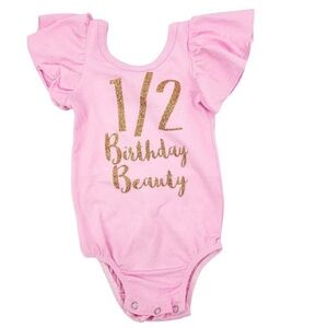 SQUISHY CHEEKS Birthday Girl 1/2 Birthday Beauty One-Piece Bodysuit Outfit
